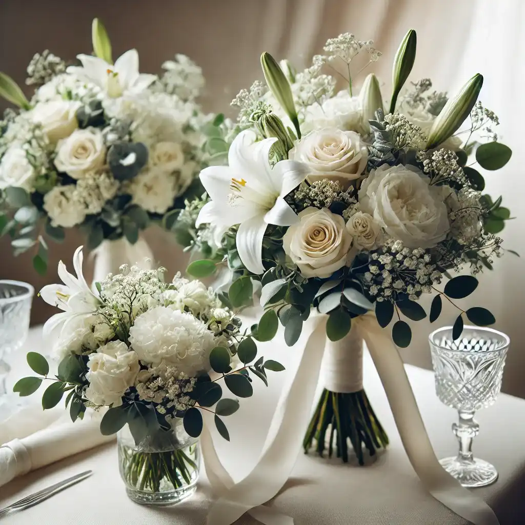 Bodas. Elegantes bouquets y centros de mesa.